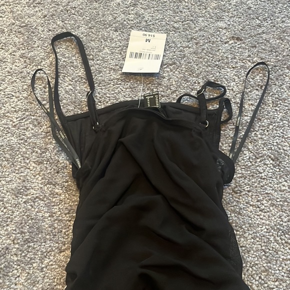 NWT Forever 21 Sheer Fitted Ruched Dress - Picture 6 of 6